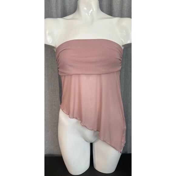 Urban Outfitters UO NWT Y2K Asymmetrical Sheer Tube Top Pink Small - Picture 13 of 16